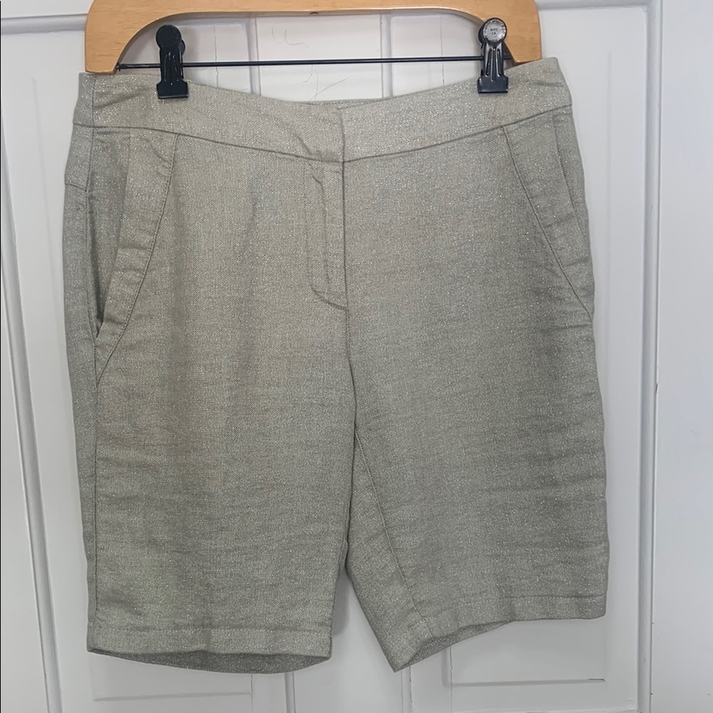 Eileen Fisher Tan Bermuda Shorts Lightweight Linen Blend